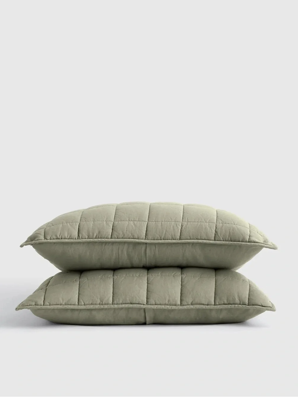 Quince European Linen Box Quilted Sham Set Standard Willowleaf